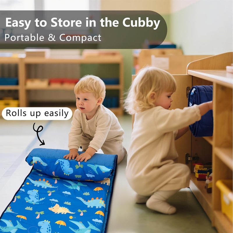 PRIMLECT Toddler Nap Mat with Removable Pillow and Fleece Blanket, Extra Large 55''x35'' Sleeping Bag, Washable, Light, Easy to Roll up, Perfect for Daycare, Preschool, Kindergarten, Travel - Image 2